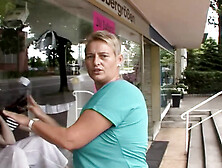 Blond German cougar rides large schlong in rented room