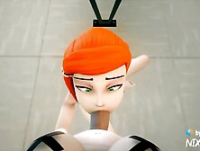 Gwen (Ben 10) Swallows Raven's Humongous Rod (Teenie Titans) (with ASMR Sound) 3d Animation Anime Asian Cartoon Loop