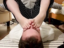 Girlfriend rubs her smelly feet on my face
