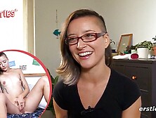 Ersties: Cute Brunette Babe Fingers Her Shaved Pussy