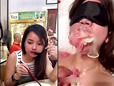 Hot Asian slut fucked and stuffed with used condom