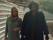 Classy blonde beauty in red lingerie gives head and rides cock