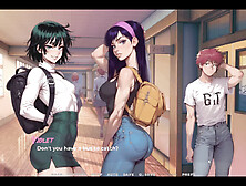My new girlfriend and her small tit best friend are cuckolding him with a big black cock in a taboo hentai game