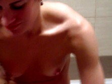 Cheating gal does striptease with shower