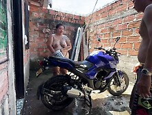 My neighbour helps me wash my motorcycle and then bangs me.