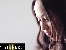 Family Sinners - Dania Vega Catches Her Stepdad Derrick Pierce Masturbating And Gets On Her Knees To Help