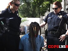 Interracial orgy with two fat white asses during a police operation at the hood just for fun.