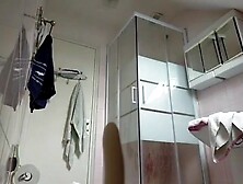 Voyeur: Busty brunette Pawg Caught in bathroom