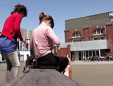 Candid Brunette Public Soles Feet