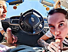 Brunette with Plump Lips Publicly Sucks My Dick on the Side of the Road!! Pov