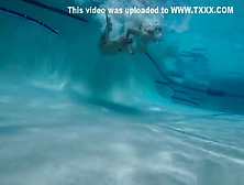 Blonde Girl Drowning In Pool