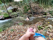 My Shy Stepsister Bathes In The River,  While She Watches Her I Masturbate Until I End Up Fucking Her Delicious Ass