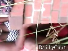 Sneaky upskirt black chick at bus stop