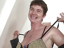 Two men film porn movie with old hairy granma