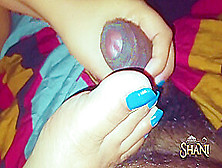 Blue Toenails Footjob Cum On Feet