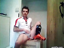 Cutie In Soccer Uniform Jerks Off His Dick