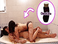 Chocolate Slick Sex In The Bathroom On Valentine's Day - Thai Fresh Lovers's Real Cums