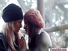 Two Hot Lesbian Babes Tries Making Out Outdoor