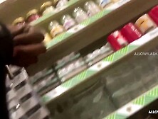 BBC flash for mature granny in store