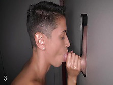 Fit,  Short Hair Girl At Gloryhole - Suck,  Fuck And Swallow