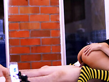 The stepsister and second stepbrother have sex in her room while the family is at a birthday party