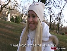 Cute Amateur Blonde Euro Slut Drilled In The Woods