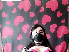 Cute Young Sissy Wears A Funny Face Mask