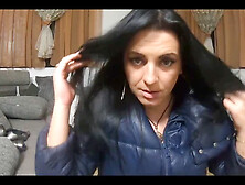 Teasing in a fur hooded down jacket with Milfycalla