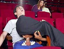 Tina Fire gives nice blowjob to Jordi in cinema
