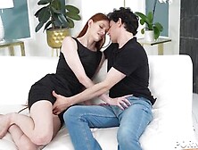 Petite Redhead Erin Everheart Gets Two Big Dicks