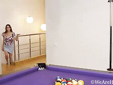 Kecy Hill And Melani Bree - Masturbates On Her Purple Pool Table