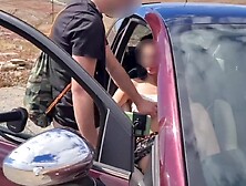 PUBLIC BLOW JOB youthful exhibitionist angel MASTURBATE a stranger in the STREET large spunk flow on her