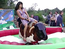 Upskirt Scenes With Wild Girls Riding The Buffalo