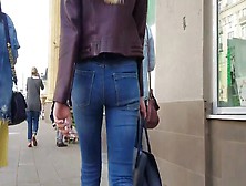 Sweet Blonde's Ass In Jeans