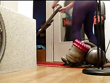 Erotic Vacuuming In Blue Fine Pantyhose