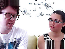 Nerdy Gamer Sucked Skillfully By A Cute Babe With Glasses