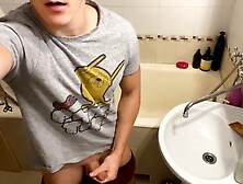 Young Man Jerks Off A Cock In His Neighbor's Bathroom Lol