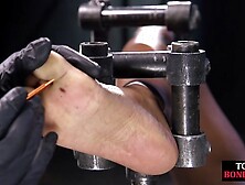 Skinny petite ebony spanked in dungeon