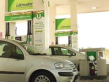 Blonde in bondage disgraced at gas station