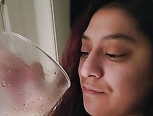 Latina Piss In A Glass And Swallow