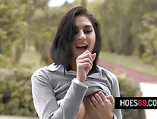 Alluring brunette milf Sarah Alluring getting DP hard until she climax