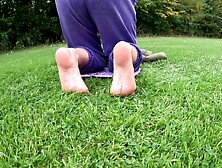 foot worship nude and in socks in public outdoor