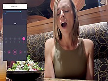 Cums Hard In Public Restaurant With Lush Remote Controlled Vibrator