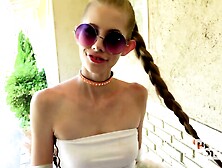 Cute Petite Blonde With Glasses. Anal And Facial