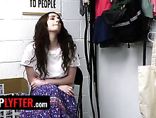 Shoplyfter - perv officer moves adorable thief aria carson's purple panty and drills her on the desk