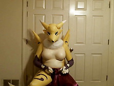 Latex Renamon Masturbation