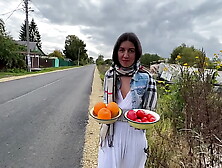 I asked Farmer bitch to show how she grows juicy fruits and vegetables...