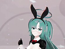 Blue Archive Yuuka Undress Dance Hentai Playboy Suit Mmd 3D Clear Blue Hair Color Edit Smixix