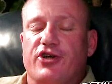 Chubby homosexual dude strokes his tiny cock and cums alone