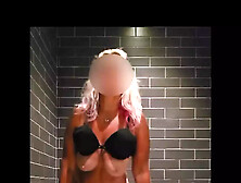 Sexy Blonde Tease Striping In Starbucks Bathroom